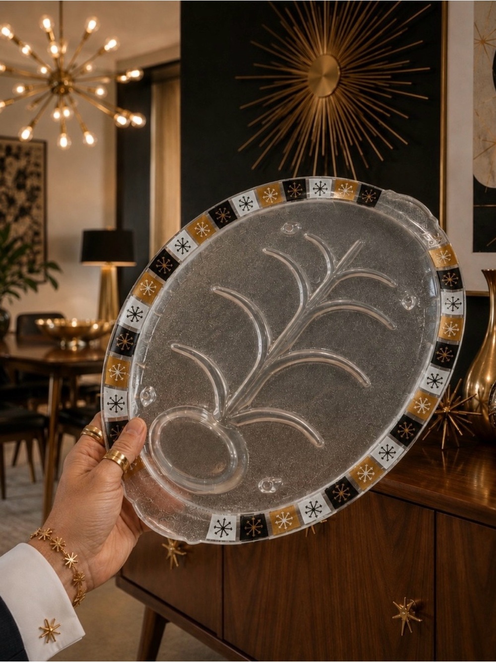 Mid-Century Modern 1950-60’s Original Vintage Atomic Starburst Fine Art Platter - Picture 15 of 16